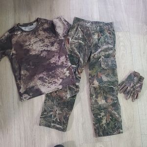 Hunting outfit Camo Kids sz 8 Pants Gloves Shirt